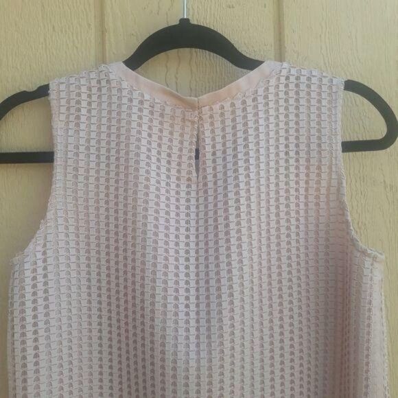 Calvin Klein Tunic Top Blush Pink Sheer Layered Waffle Textured Sleeveless Sz XS - Picture 6 of 10